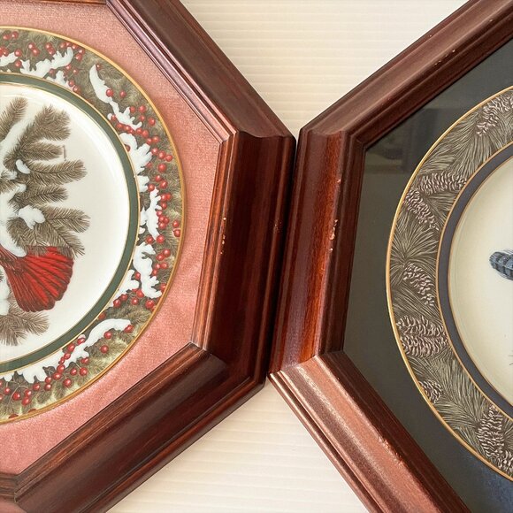 Vintage Cardinal Blue Jay Framed Collector Plates Set 2 by Christine Marshall - Picture 9 of 10